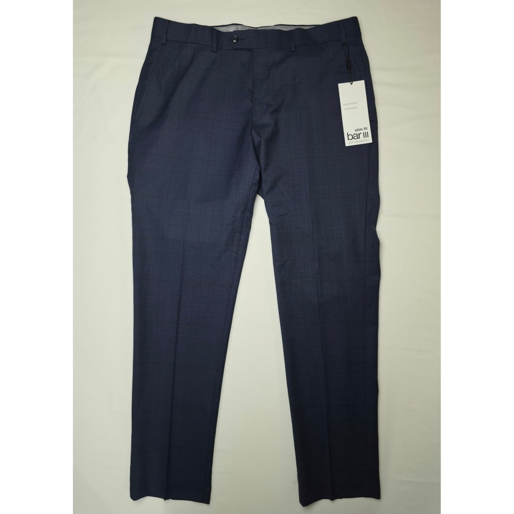 bar III Dress Pants Mens 36x32 Blue Slim Fit Wool Blend Business Casual Polished